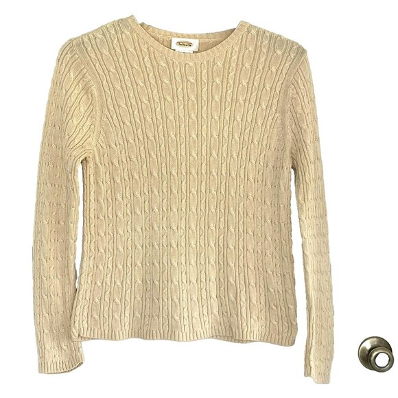 Vtg Talbots Cable Knit Sweater sz M !00% Cotton Preppy Academia Old Money Tennis - Picture 1 of 4